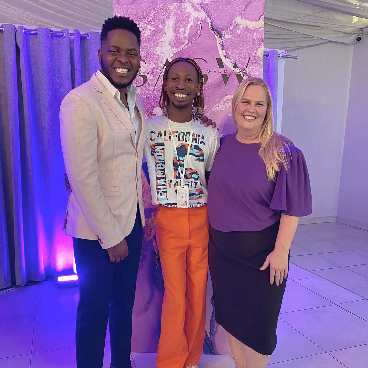 Tendai Kevin Zhou, founder Mutsa Tadiwa Kujeke and Khali Collins at the South African School of Weddings